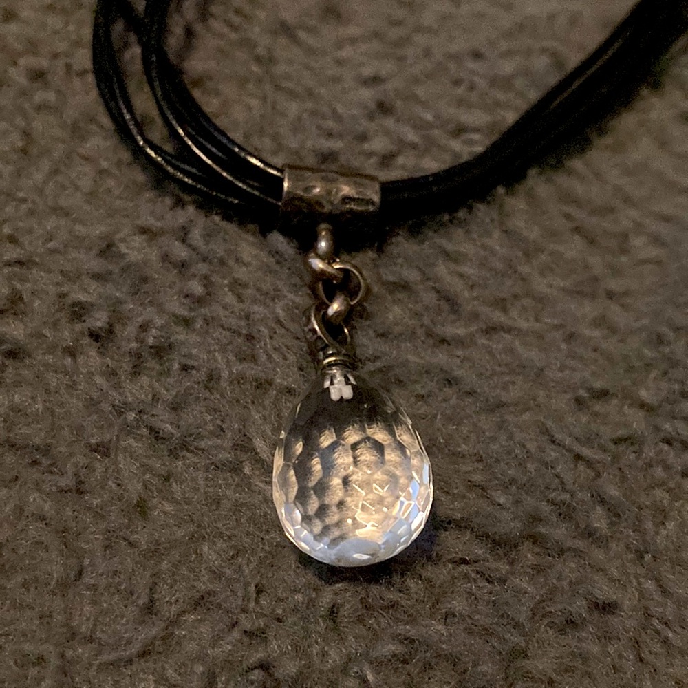 Silpada necklace with glass drop on leather